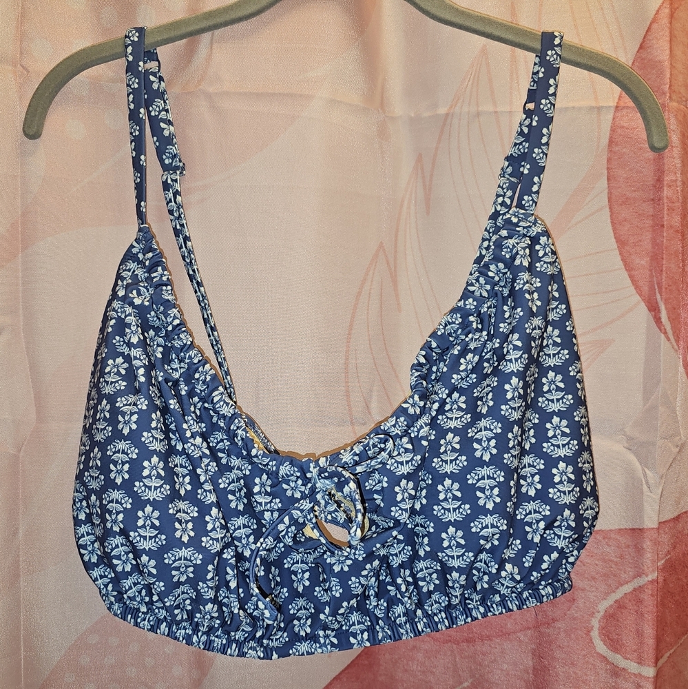 Old Navy Gathered Keyhole-Front Bikini Swim Top Size 2X Color Vintage Floral NWT